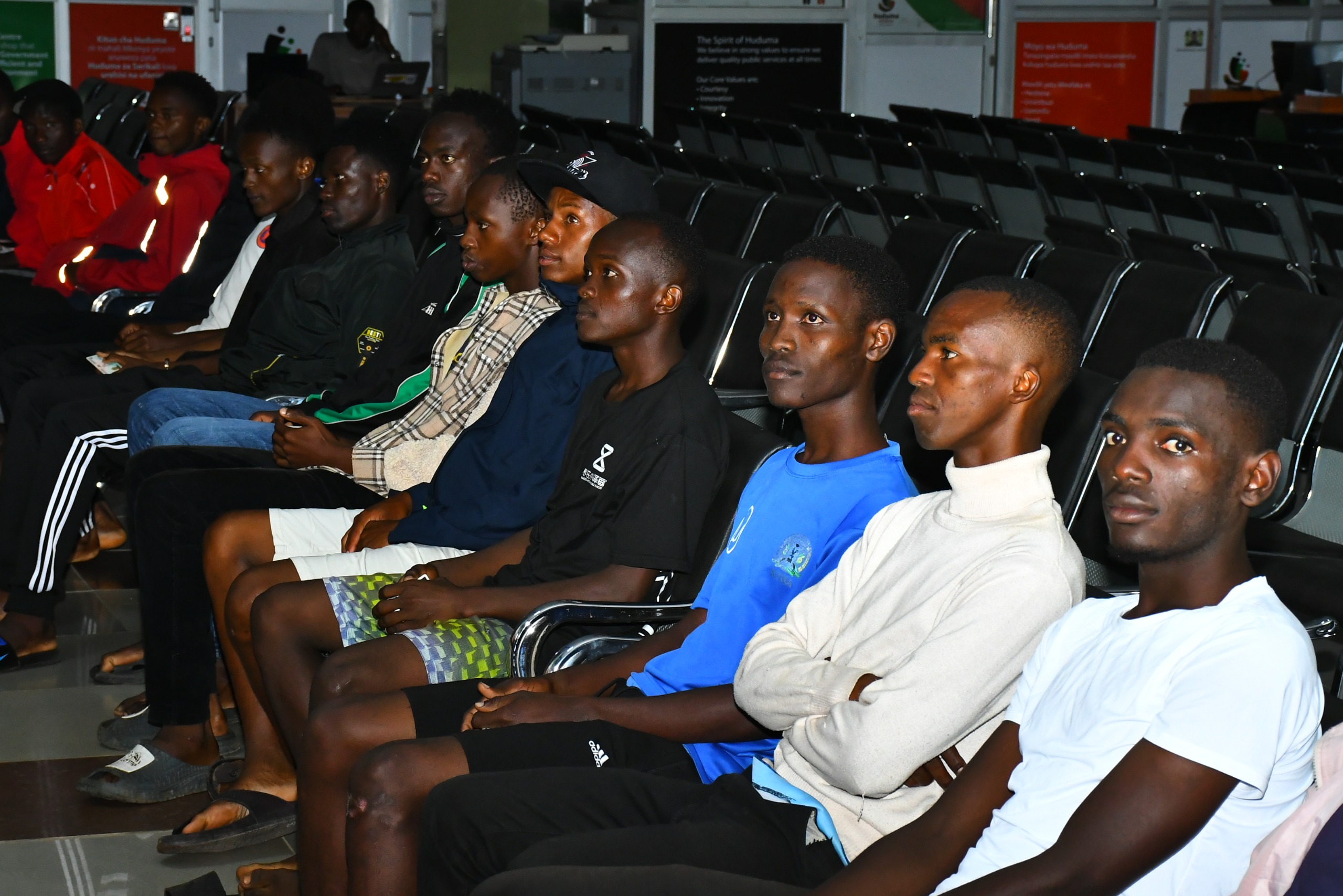 Players waiting inside Huduma Centre for verification